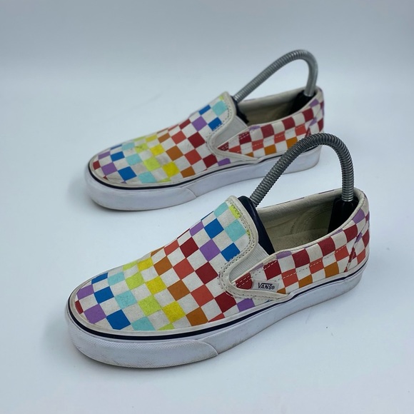 Vans rainbow checkered slip on womens size 6.5 - Picture 1 of 6